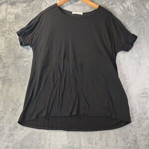 Ju Ju‎ Jams Womens Sleep Shirt L Black Modal Built In Bra Lounge Top Made in USA
